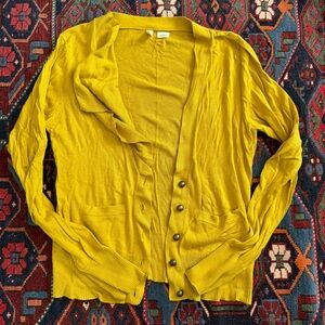 Anthropologie Yellow Button-Up Cardigan